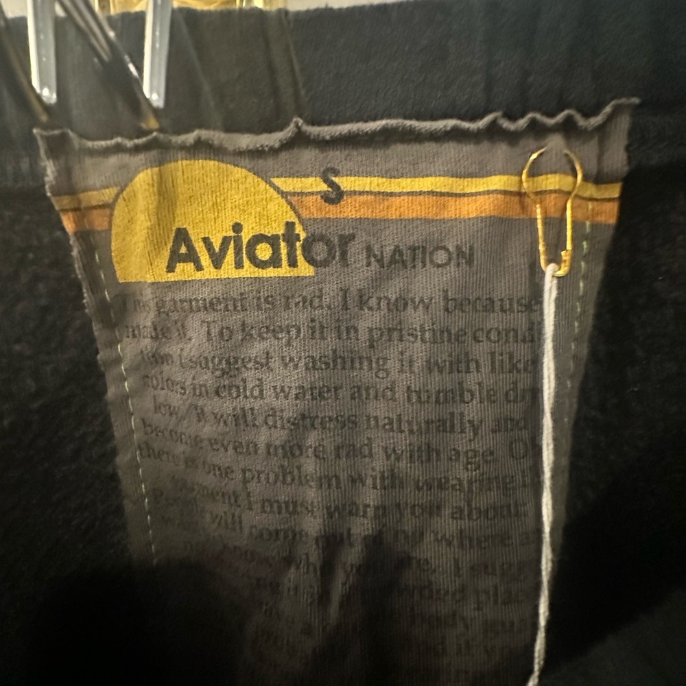 Aviator Nation Charcoal w/white Thunderbolt Sweatpants Small NWT